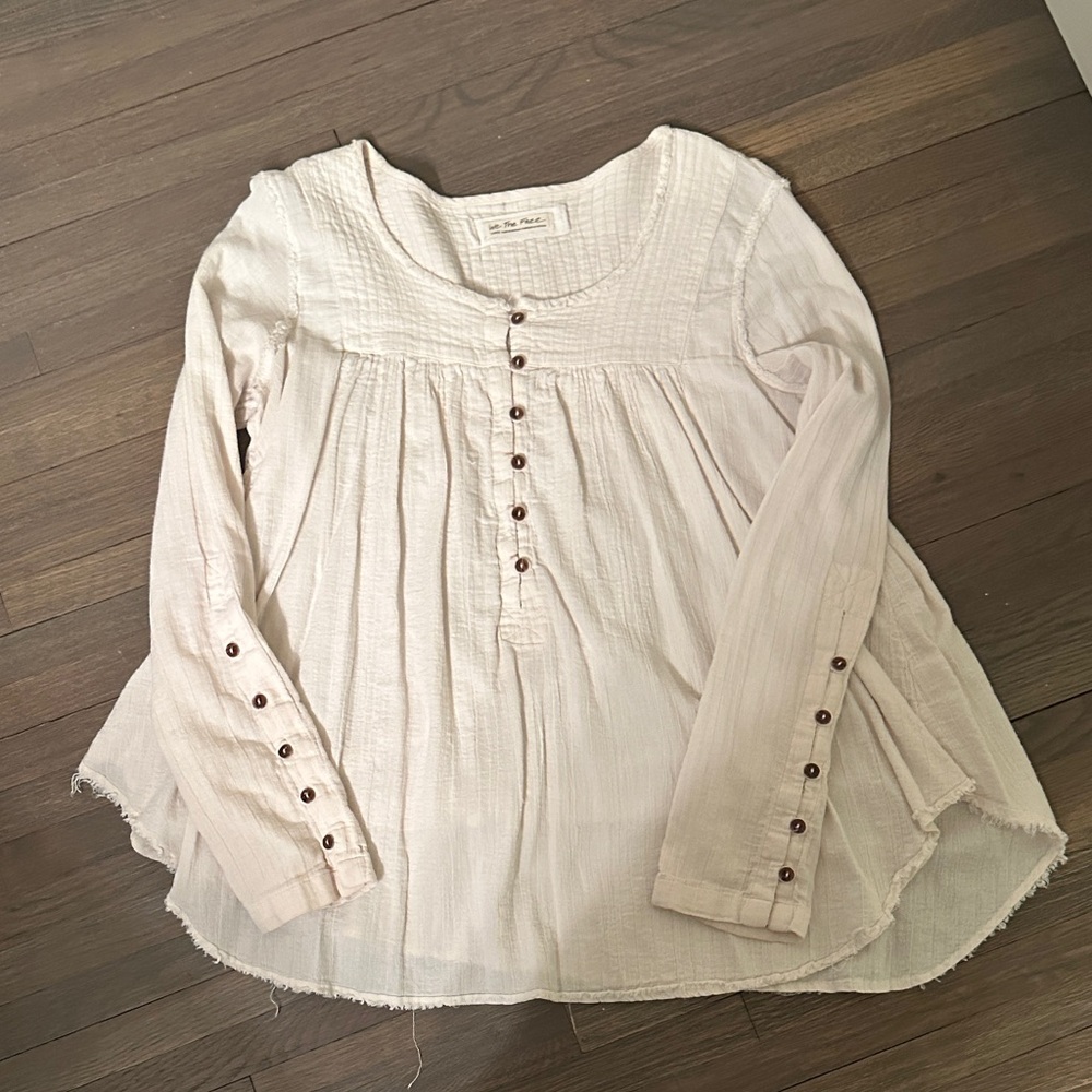 We The Free Cream Button-Front Blouse